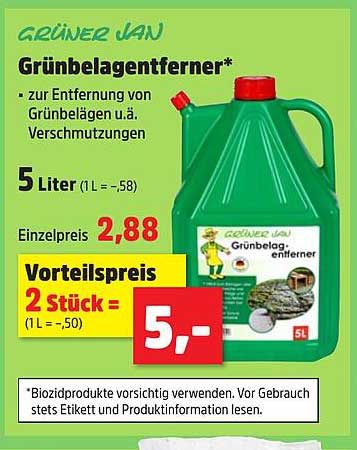 GRÜNER JAN Grünbelagentferner 5 Liter