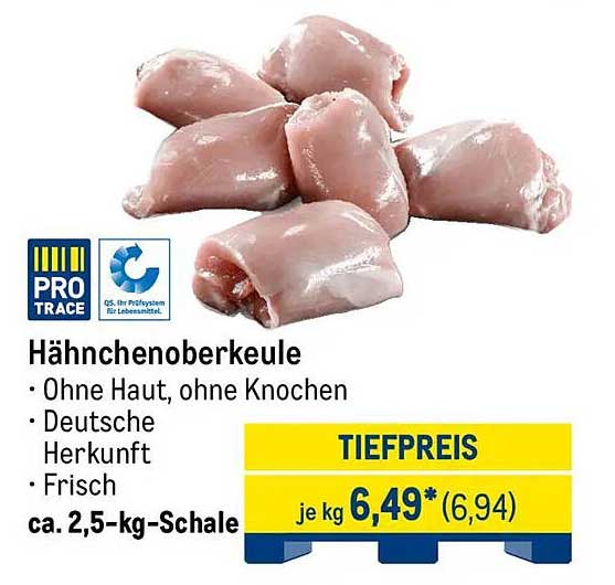 Hähnchenoberkeule - Ohne Haut, ohne Knochen, Deutsche Herkunft