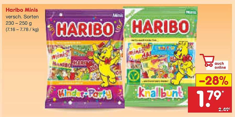 Haribo Minis verschiedene Sorten 230 – 250 g