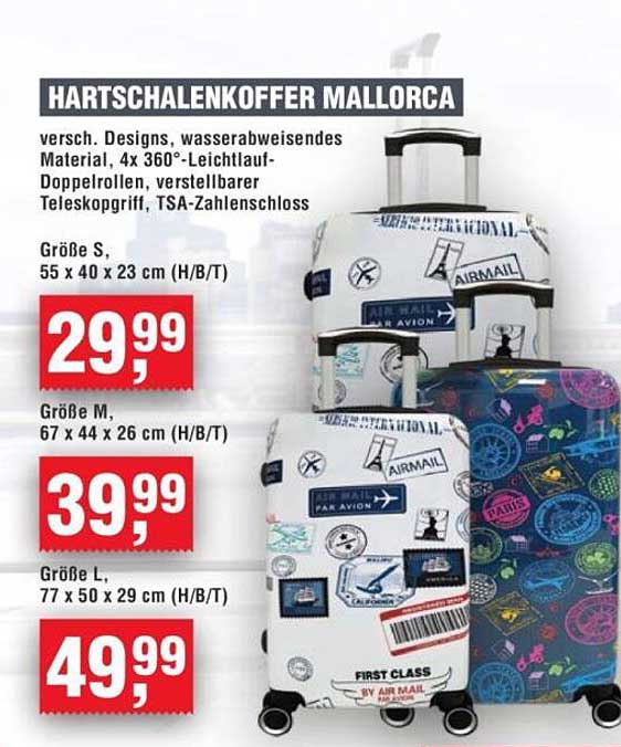 Hartschaulenkoffer Mallorca in verschiedenen Designs