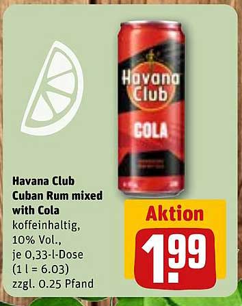 Havana Club Cuban Rum mixed with Cola