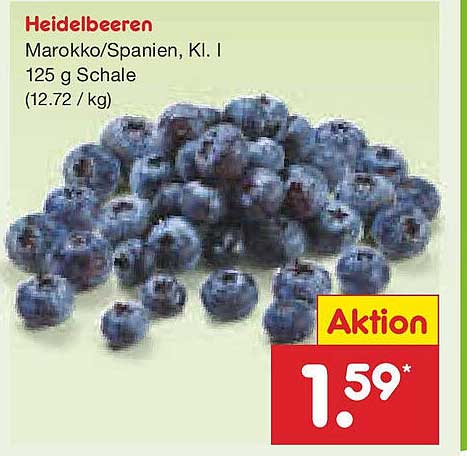 Heidelbeeren Marokko/Spanien, Kl. I, 125 g Schale