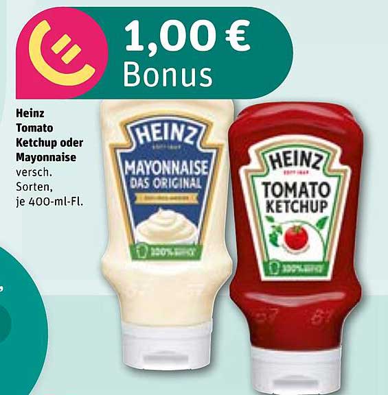 Heinz Tomaten Ketchup oder Mayonnaise, 400-ml-Fl.