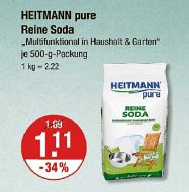 HEITMANN pure Reine Soda "Multifunktional in Haushalt & Garten" je 500-g-Packung