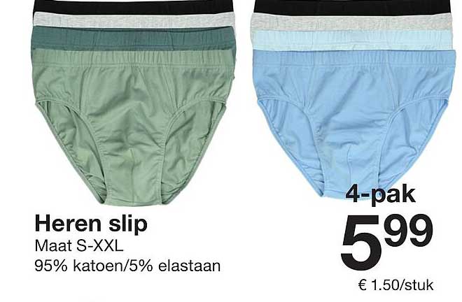 Heren slip 4-pak für nur 5,99 €