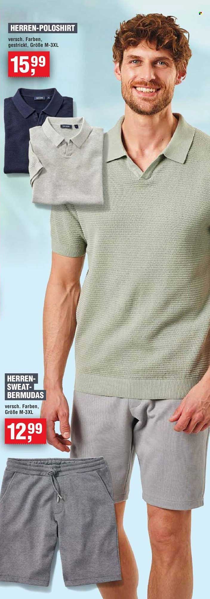 Herren-Poloshirt und Herren-Sweat-Bermudas