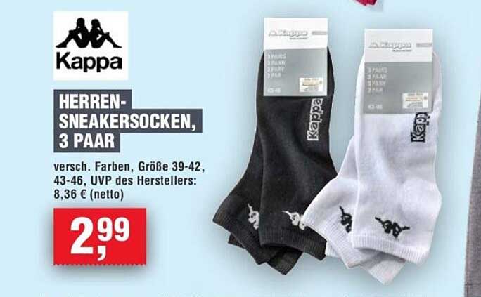 Herren-Sneakersocken, 3 Paar von Kappa