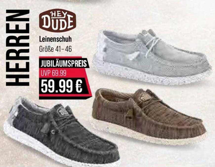HEY DUDE Leinenstoffschuh für Herren - Größe 41-46