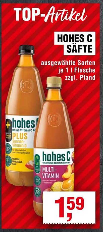 Hohes C Säfte - ausgewählte Sorten je 1 l Flasche zzgl. Pfand