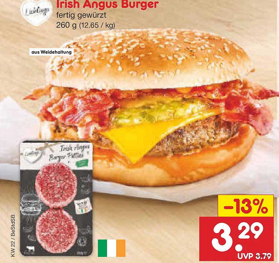Irish Angus Burger 260 g - fertig gewürzt