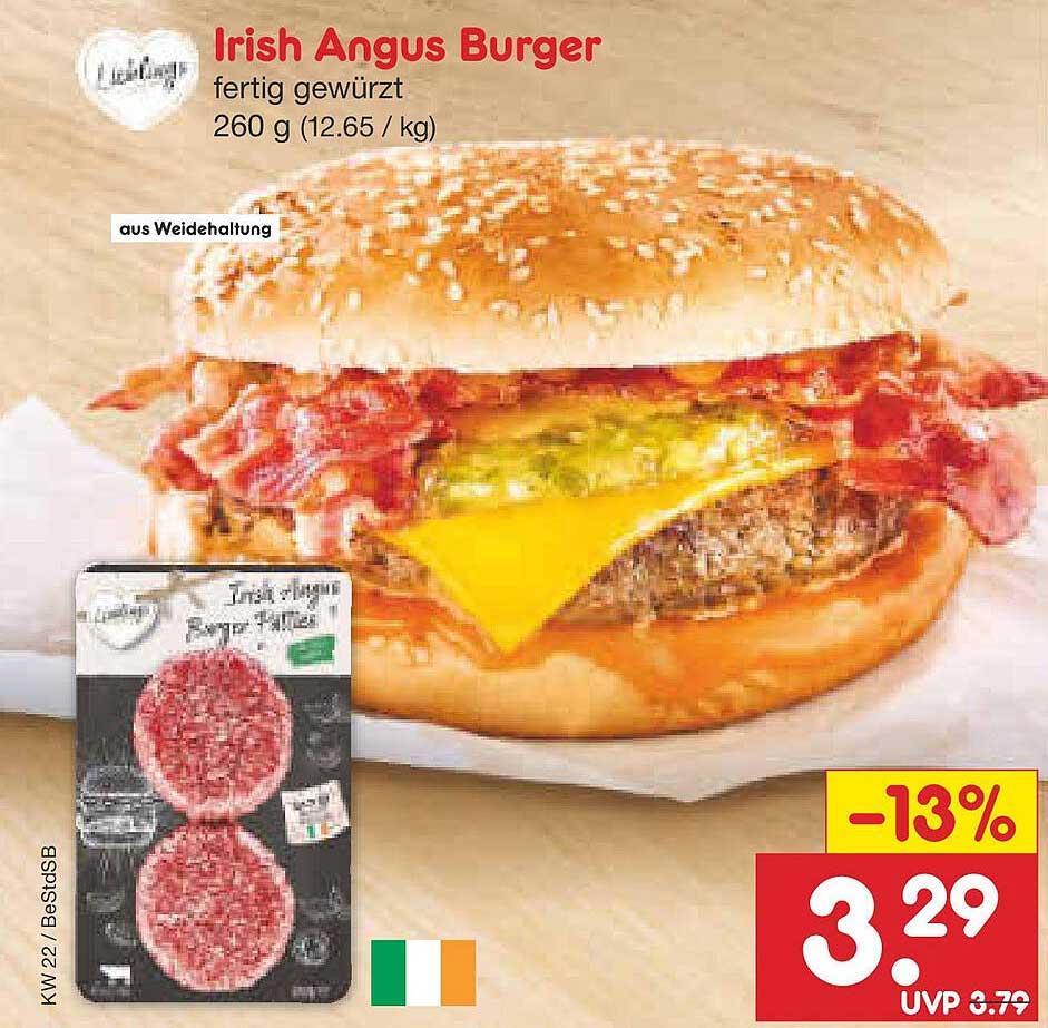 Irish Angus Burger, fertig gewürzt