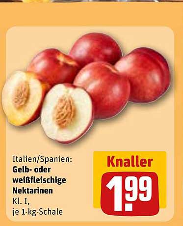 Italien/Spanien: Gelb- oder weißfleischige Nektarinen Kl. I, je 1-kg-Schale