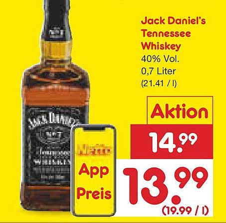 Jack Daniel's Tennessee Whiskey 0,7 Liter 40% Vol.