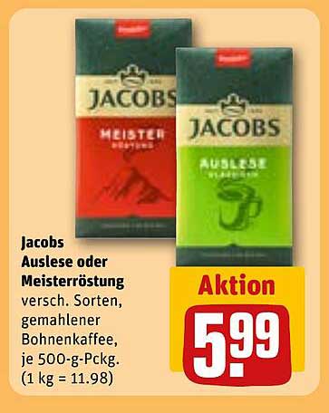 Jacobs Auslese oder Meisterröstung - Gemahlener Bohnenkaffee, 500 g