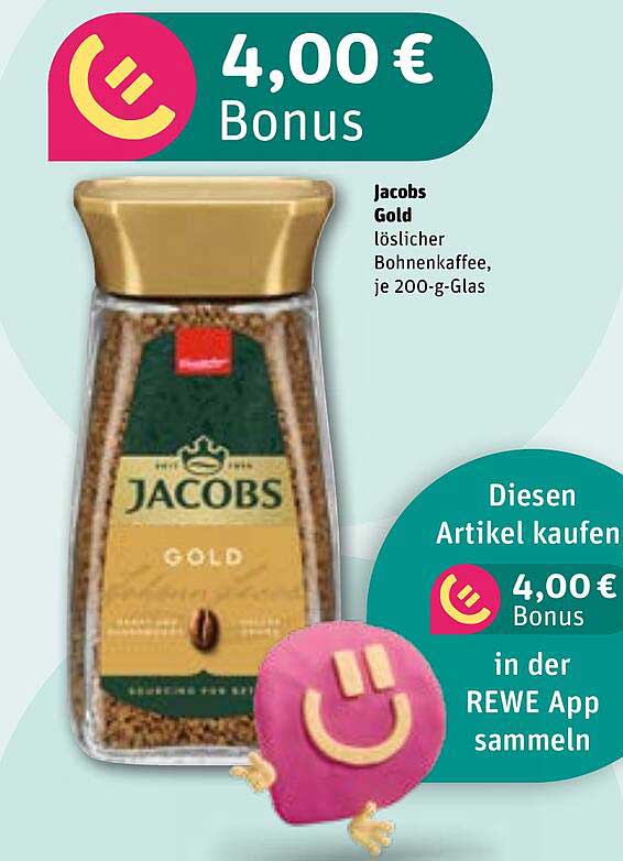 Jacobs Gold löslicher Bohnenkaffee, je 200-g-Glas