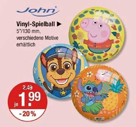 John Vinyl-Spielball – Verschiedene Motive erhältlich