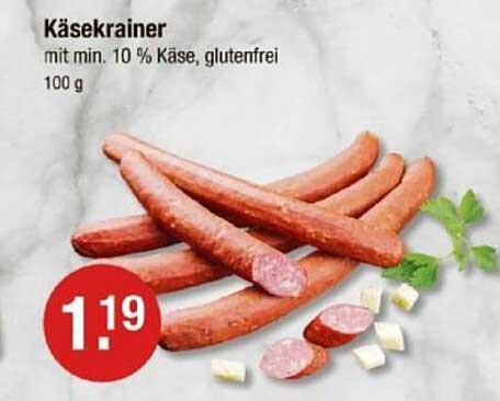 Käsekrainer mit min. 10 % Käse, glutenfrei