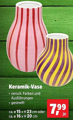 Keramik-Vase - versch. Farben und Ausführungen gestreift