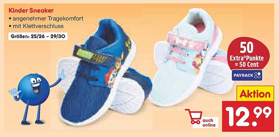 Kinder Sneaker - Angenehmer Tragekomfort mit Klettverschluss