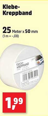 Klebe-Kreppband 25 Meter x 50 mm