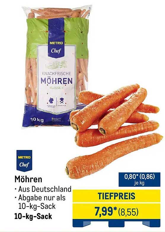 Knackfrische Möhren - 10 kg Sack