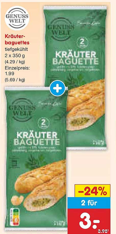 Kräuterbaguettes 2 x 350 g – Genuss Welt