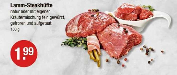 Lamm-Steakhüfte - natur oder mit eigener Kräutermischung fein gewürzt