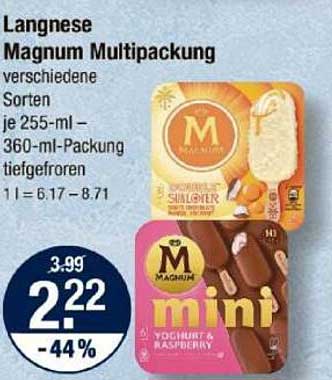 Langnese Magnum Multipack, verschiedene Sorten je 255-ml – 360-ml-Packung, tiefgefro ren