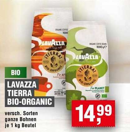 LAVAZZA TIERRA BIO-ORGANIC - ganze Bohnen je 1 kg Beutel