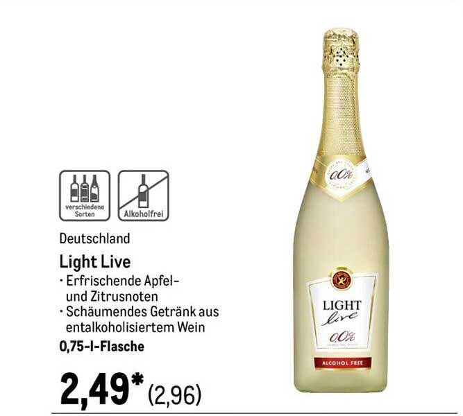 Light Live – Erfrischendes alkoholfreies Getränk aus 0,75 l-Flasche