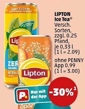 LIPTON Ice Tea* Versch. Sorten, zzgl. 0.25 Pfand, je 0,33 l