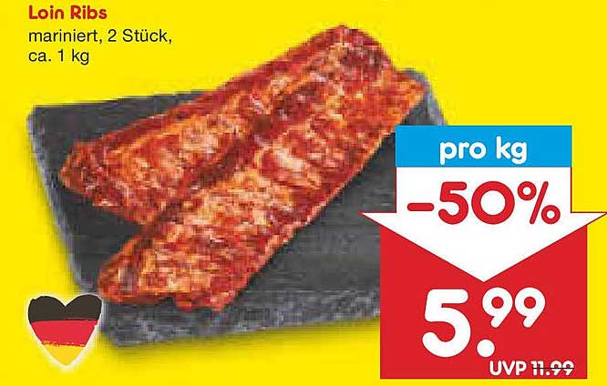 Loin Ribs mariniert, 2 Stück, ca. 1 kg