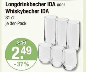 Longdrinkbecher IDA oder Whiskybecher IDA – je 3er-Pack