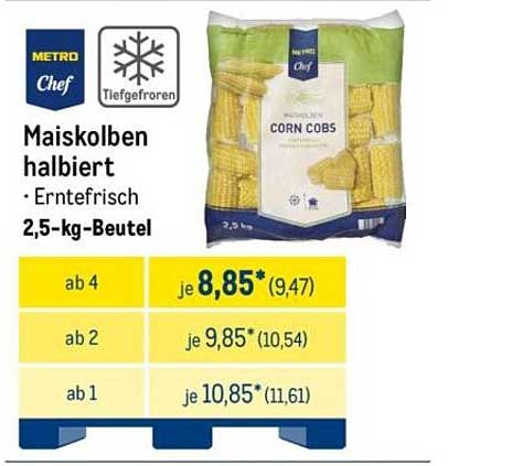 Maiskolben halbiert - Erntefrisch im 2,5-kg-Beutel