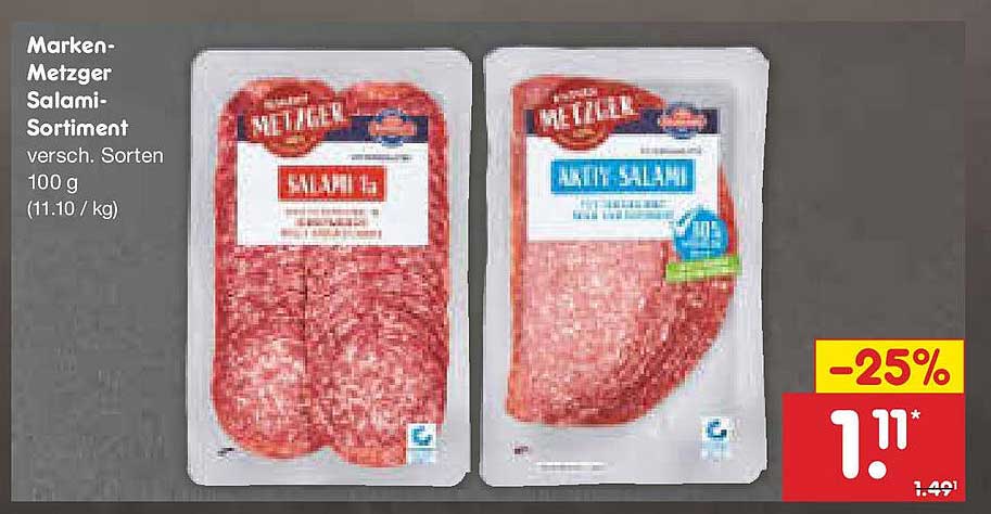 Marken-Metzger Salami-Sortiment versch. Sorten 100 g