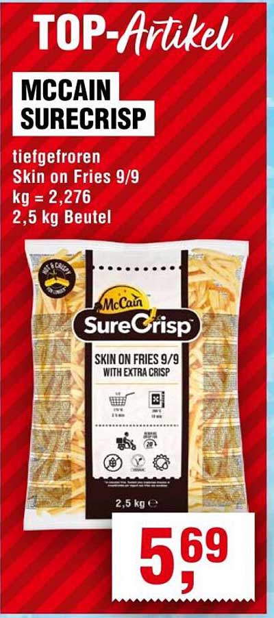 McCain SureCrisp Skin on Fries 9/9 - 2,5 kg Beutel