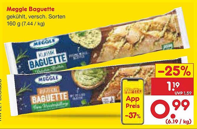 Meggle Baguette, gekühlt, verschiedene Sorten