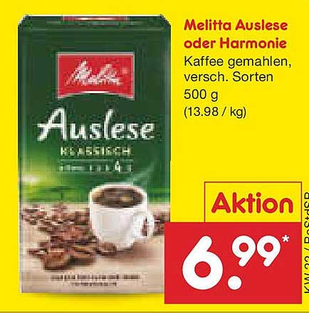 Melitta Auslese oder Harmonie Kaffee gemahlen, verschiedene Sorten 500 g
