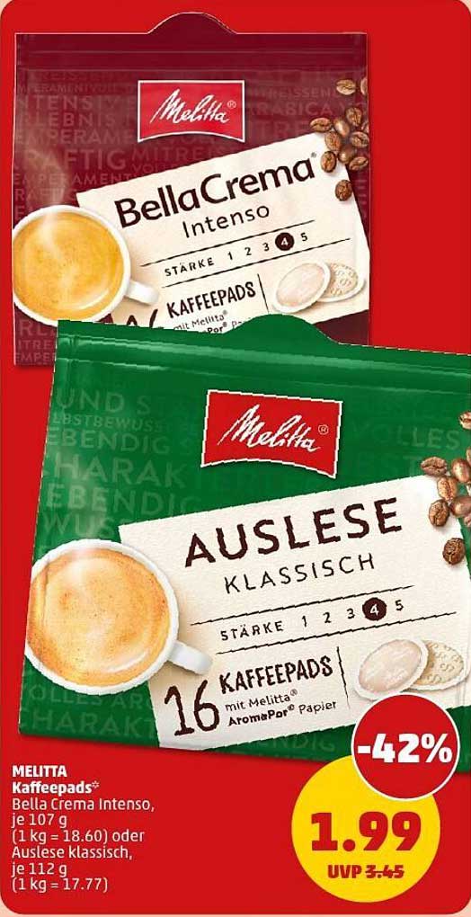 MELITTA Kaffee-Pads Bella Crema Intenso oder Auslese Klassisch