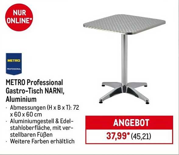 METRO Professional Gastro-Tisch NARNI, Aluminium