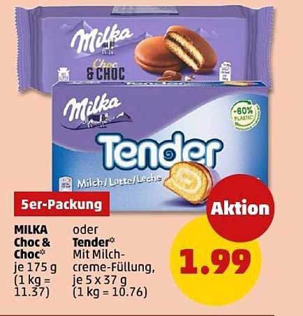 Milka Choc & Choc oder Tender – 5er-Packung