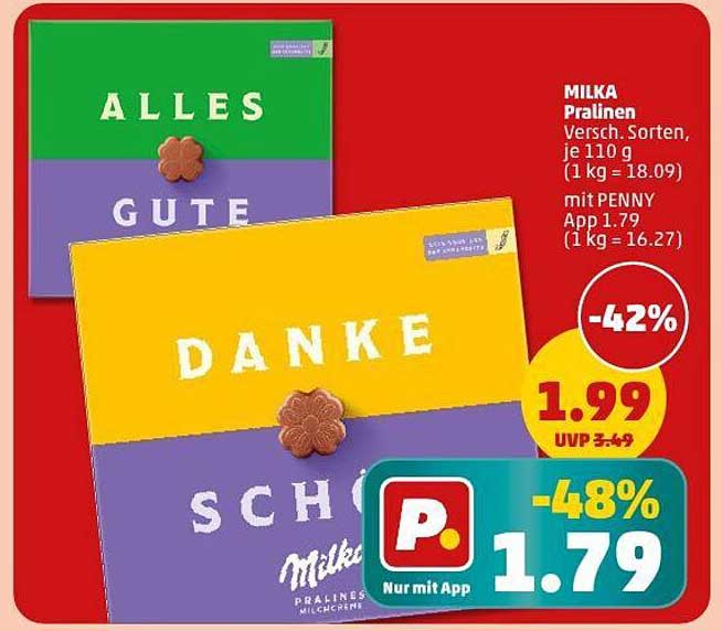 MILKA Pralinen Verschiedene Sorten, je 110 g