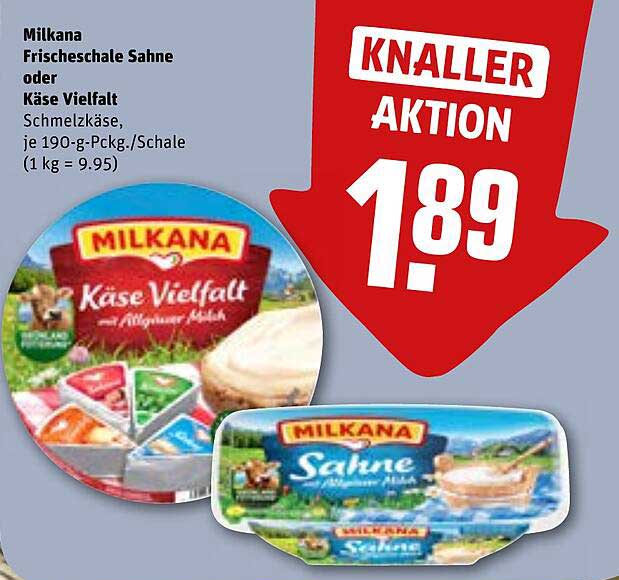 Milkana Frischeschale Sahne oder Käse Vielfalt