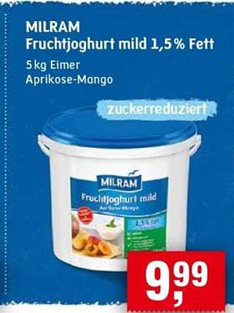 MILRAM Fruchtjoghurt mild 1,5 % Fett Aprikose-Mango 5 kg Eimer
