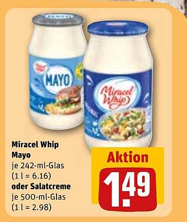 Miracel Whip Mayo 242-ml-Glas oder Salatcreme 500-ml-Glas