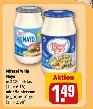 Miracel Whip Mayo je 242-ml-Glas oder Salatcreme je 500-ml-Glas