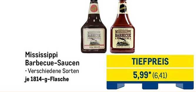 Mississippi Barbecue-Saucen - Verschiedene Sorten je 1814-g-Flasche