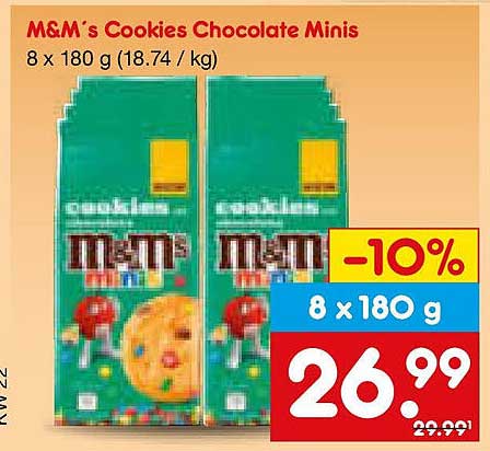 M&M's Cookies Chocolate Minis 8 x 180 g