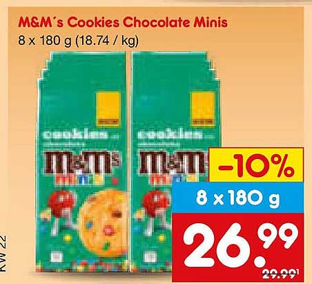 M&M's Cookies Chocolate Minis 8 x 180 g
