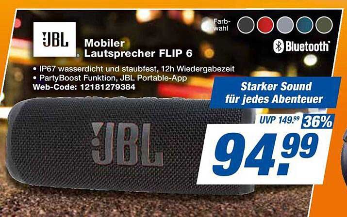 Mobiler Lautsprecher Flip 6 von JBL